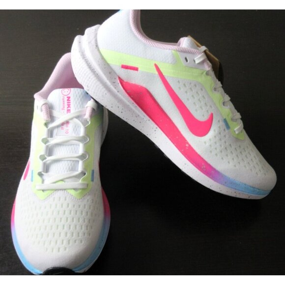 Nike Women's Air Winflo 10 Running Shoes White Hyper Pink Barely Volt Sizes NEW - Picture 4 of 5